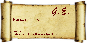 Genda Erik névjegykártya